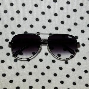 Quay High Key Original Aviator Sunglasses - Black Frame / Fade Lens